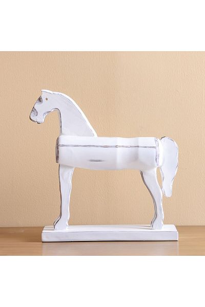 Danube Home Ava Polyresin Horse Sculpture White 50X13.5X50Cm | Polyresin Material Home Decoration Figurine