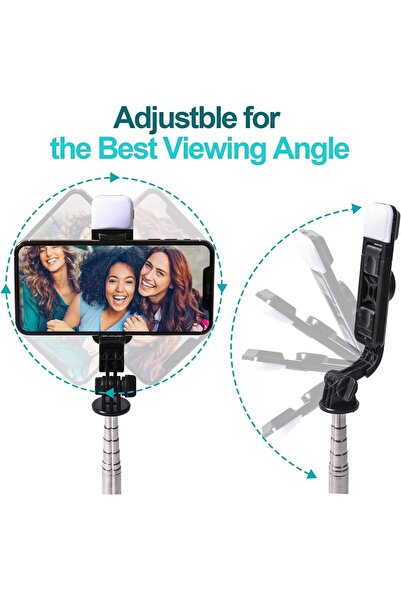 Golden Plus 3-in-1 Mobile Selfie Stick Tripod with Remote & Fill Light -