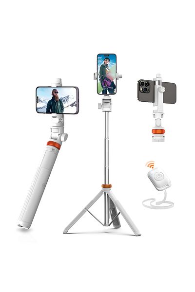 Tech-Protect Stick selfie 3 în 1, Bluetooth 5.2, Android și iPhone, rotație la 360 de grade, vlogging