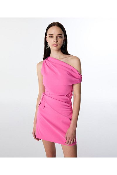 Twist Asymmetric Sleeve Cut-Out Dress