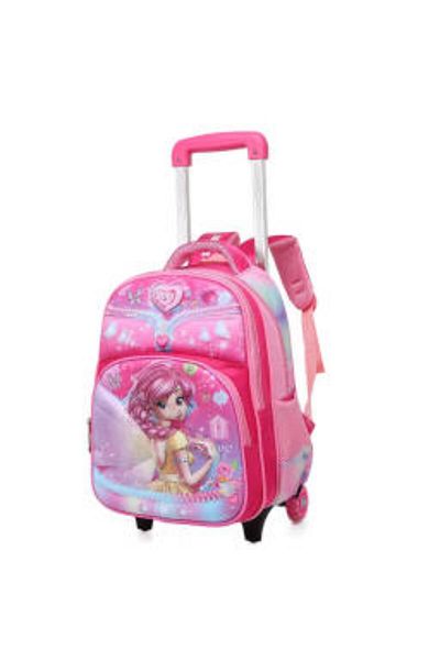 Generic STARGOLD 14-Inch Baby Trolley Backpack Set of 3 – Princess Design Rolling Bag,Pink
