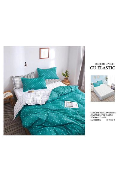 CHIRASO CHIRASO 4-Piece Bedding Set, Satin Cotton, Fitted Sheet 180x200 cm, 2 Pillowcases