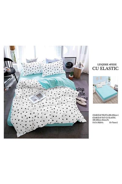 CHIRASO CHIRASO 4-Piece Bedding Set, Satin Cotton, Fitted Sheet 180x200 cm, 2 Pillowcases