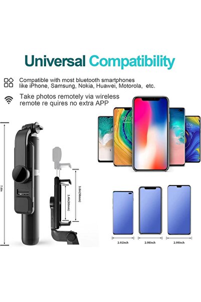 Golden Plus 3-in-1 Mobile Selfie Stick Tripod with Remote & Fill Light -