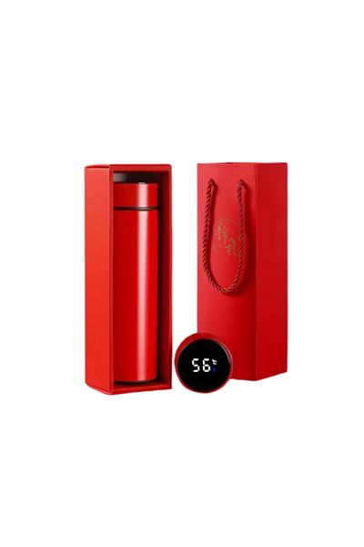 OEM Smart Thermos with Double Stainless Steel Walls and LED Display, Red, 500 ml