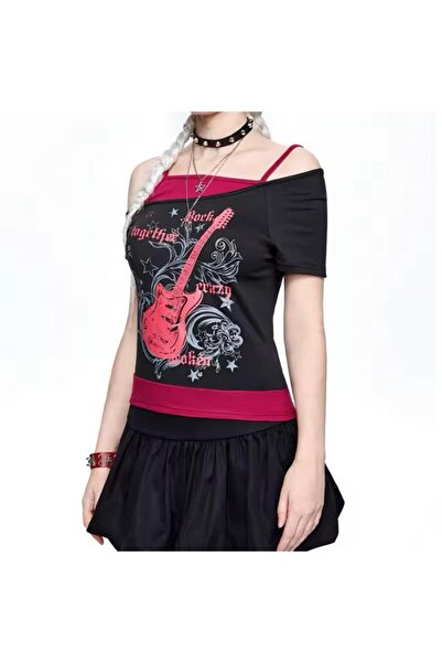 Peripeti Madonna Collar Oldskull Rock Together Strappy Blouse