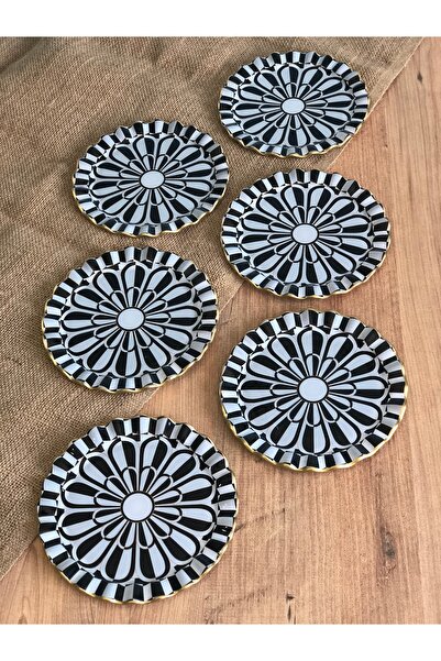 B&M Daisy Patterned Curved Dessert Plate 6 Pieces