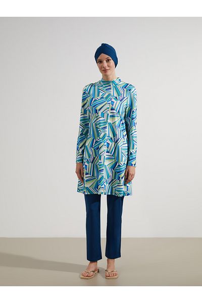 LC Waikiki Women's Hijab Swimsuit Set with High Collar Pattern