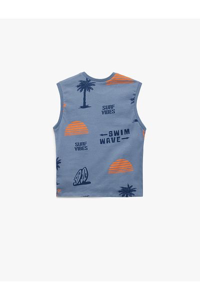 Koton Cotton Printed Sleeveless Crew Neck Undershirt