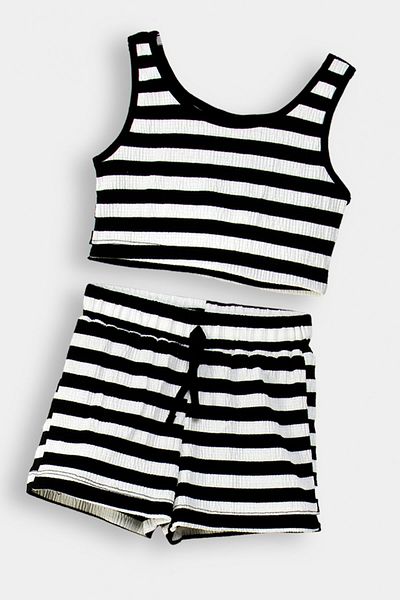 DMB BOYS & GIRLS Striped Tank Top and Elastic Waist Shorts 2-Piece Girl's Set