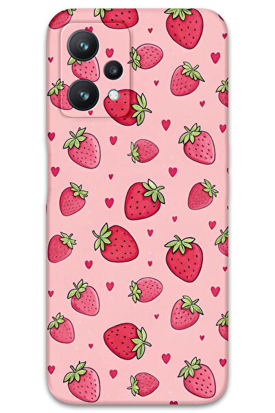 Gramaphone Realme 9 Pro Uyumlu Çilek Desenli Telefon Kılıfı + Ekran Koruyucu ...