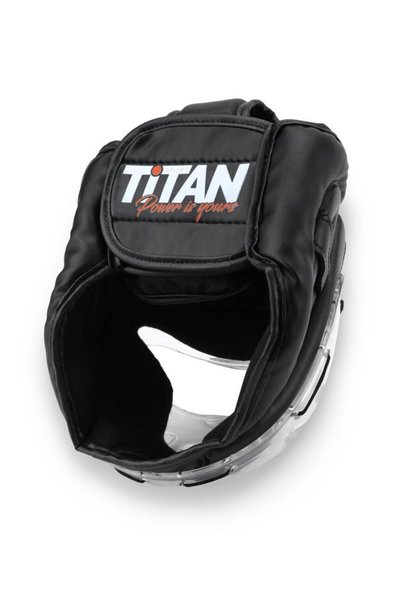 Titan Sport Face Protected Boxing Helmet, Black Pitbull Patterned Glass Model