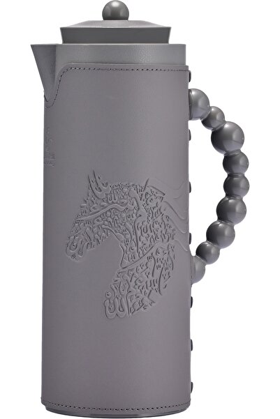 Glory ترمس رويال ٧ تي، سعة ١ لتر، مغلف بالجلد، نقش حصان، وعاء داخلي زجاجي، هي...