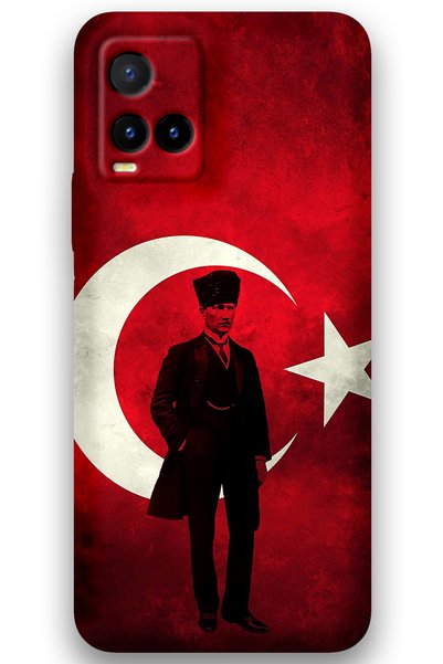 Gramaphone حافظة هاتف متوافقة مع نمط أتاتورك + واقي شاشة لهاتف Vivo Y21s - 5849