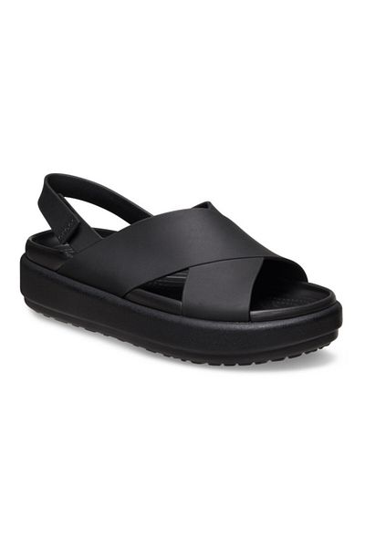 Crocs Brooklyn Luxe Cross Strap Sandals - Black/Black