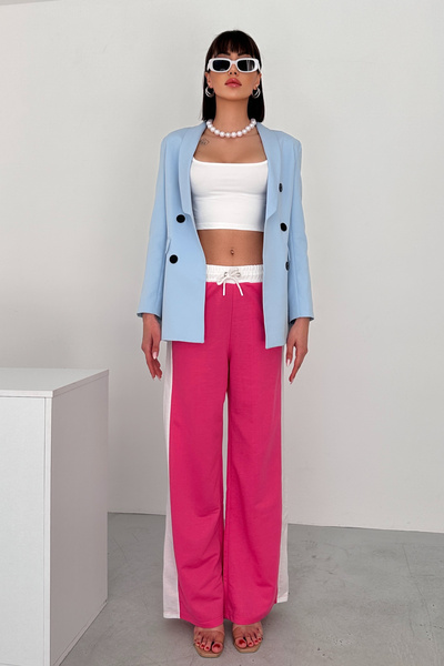 New Now Mona Waist and Side Contrast Block Panels, Comfortable Pants with Elastic Waist