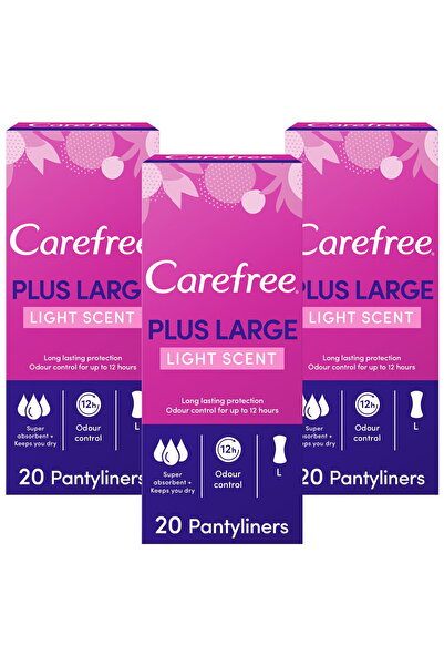 Carefree فوط صحية يومية كبيرة برائحة خفيفة 20 قطعة 2+1