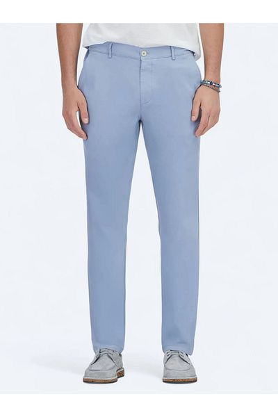 Kip Blue Woven Jogging Fit Casual Cotton Blend Trousers