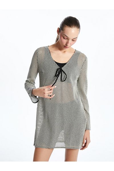 LC Waikiki V neck plaid beach dress