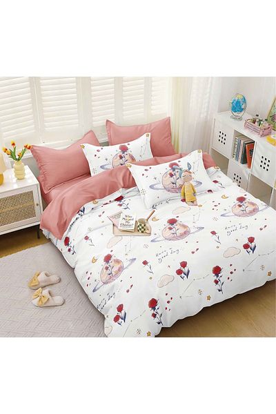 CHIRASO CHIRASO 4-Piece Bedding Set, Satin Cotton, Fitted Sheet 180x200 cm, 2 Pillowcases