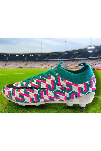LALİGA Lace-Up Unisex Football Boots White-Turquoise Colored Football Boots