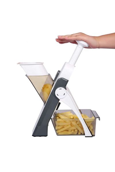 HOZRO Feliator multifuncțional pentru legume, Hozro, răzătoare de bucătărie, tăietor de cartofi, presă manuală, pliabilă, neagră
