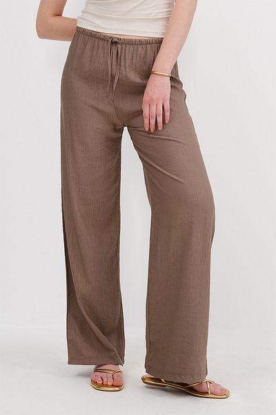 Addax Wide Leg Trousers with Waist Rope Tie Pn10450-K7