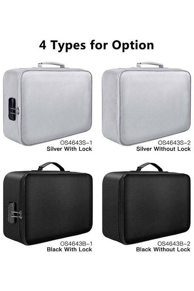 fulina Fireproof Document Bag With Zipper,Large Storage Space,Zipper Closure & with Safe Lock,Silver