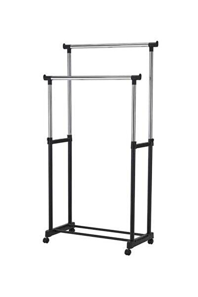 HALAMODO Double Pole Clothes Hanger Black/Silver 84.5x43cm