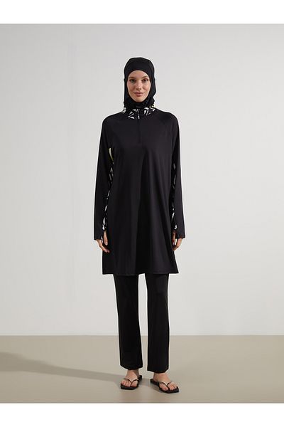 LC Waikiki Women's Hijab Swimsuit Top with Stand Collar Pattern
