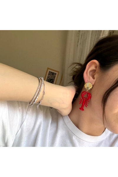 by deniz çakır takı & aksesuar Istakoz Design Earrings Red