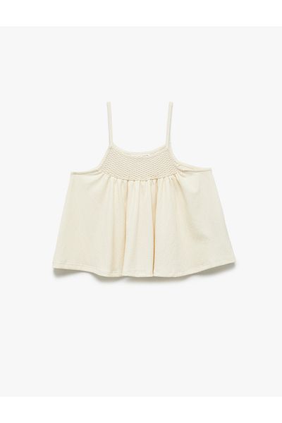 Koton Square Neck Gipe Detailed Strap Crop Blouse