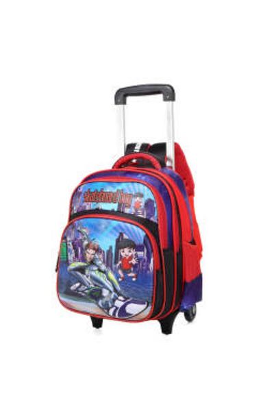 Generic STARGOLD 14-Inch Baby Trolley Backpack Set of 3 – Superhero Design Rolling Bag, Red