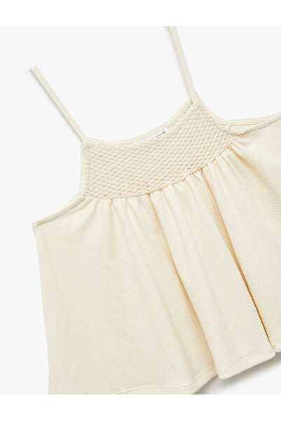 Koton Μπλούζα με τετράγωνο γιακά Gipe με λεπτομέρεια και λουράκι