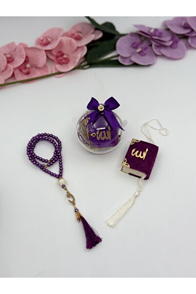 Uğurlu Hac Set de 10 mini corzi de rugăciune din perle de Coran în recipient.