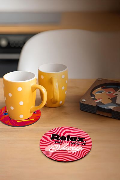 kutuTR Set of 6 Colorful Tea & Coffee Coasters with Positive Message Brd-013
