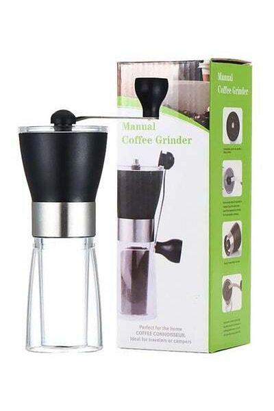 HALAMODO Manual Coffee Grinder With Grade Burrs Black/Clear