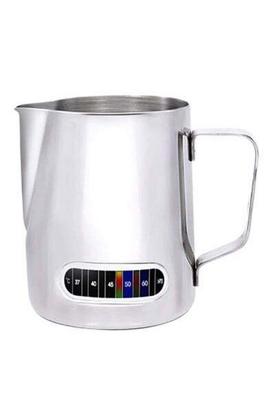 HALAMODO Coffee Milk Frothing Pitcher With Built-In Thermometer Silver 510ml