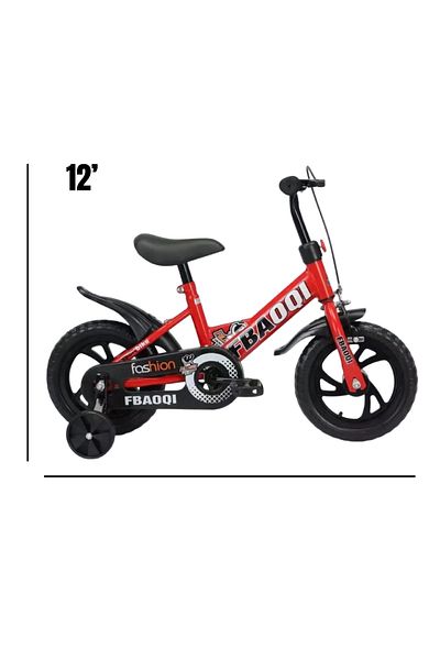 rexa 12-Inch Kids Bike – Steel Frame, Caliper Brakes, Flashing Stabilisers, Red
