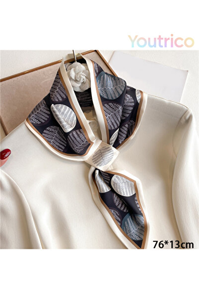 Youtrico وشاح حريري بتصميم قطري مثقب 76*13 سم، إكسسوار عصري متعدد الاستخدامات...