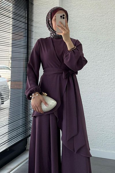 MELEK ARAZ Nora Asymmetric Trousers Suit – Dusty Rose