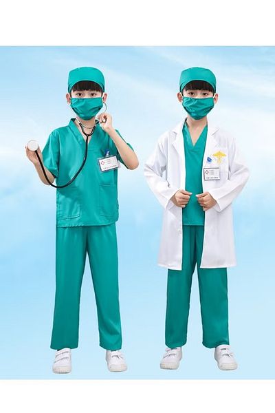 Toy Box Treasures Cosplay Doctor Costume Set Kids Scrubs with Lab Coat & Tools for Kids