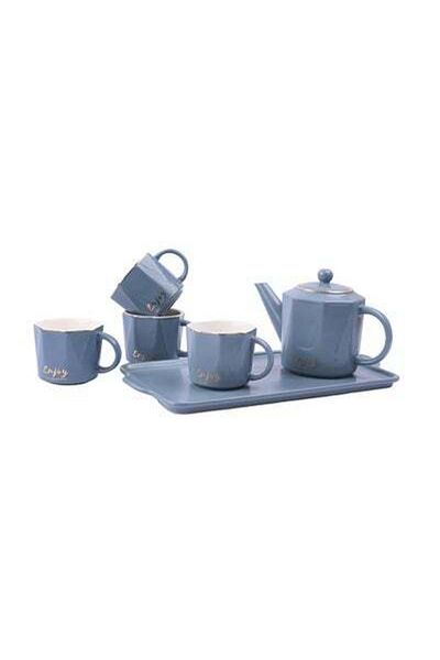 HALAMODO 6-Piece Elegant Ceramic Tea Pot Set Blue