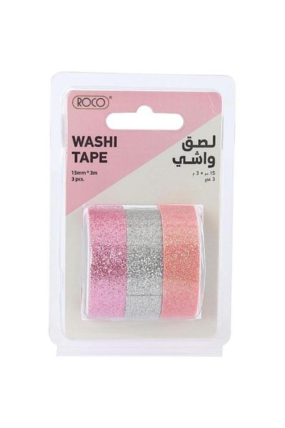 Roco Washi Tape – 3 Reels, 1" x 150", Assorted Colors