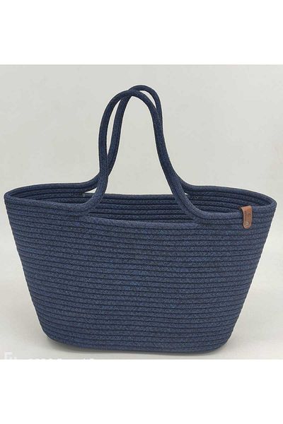REYGON TEKSTİL Jută culoare ALBASTRU ÎNCHIS Geantă de plajă pentru femei Accesoriu Geantă de zi cu zi Geantă elegantă naturală lucrată manual