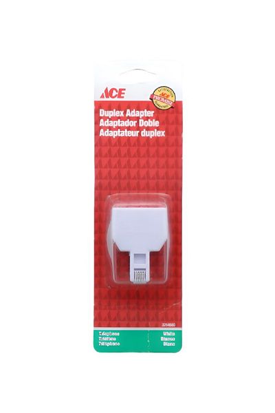 ACE Durable Plastic 4-Conductor 2-Way Splitter Duplex Line Adapter - White