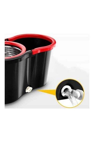 HALAMODO Stainless Steel 360 Degree Spin Mop With Bucket Red