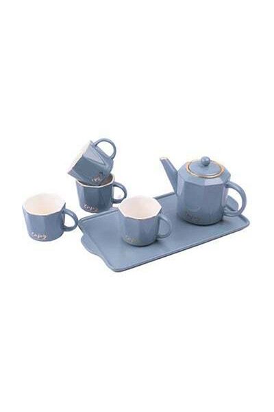 HALAMODO 6-Piece Elegant Ceramic Tea Pot Set Blue