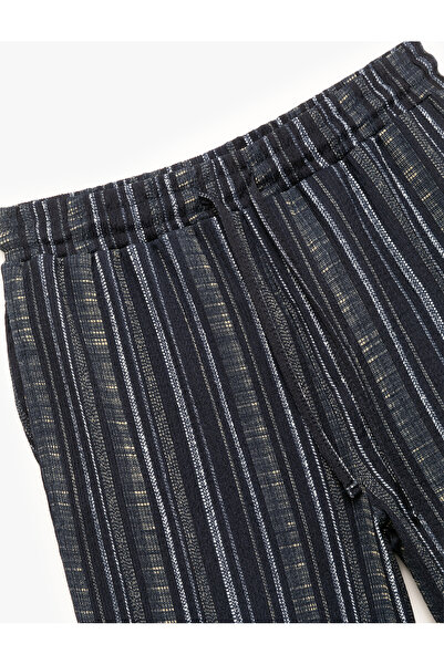 Koton Bermuda Shorts with Tie-Up Lacing and Wrinkled Stripes