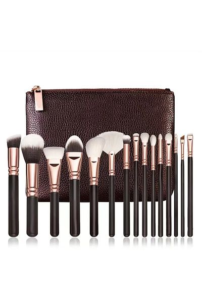 Saharaz 15 Pcs Makeup Brush,Multifunctional Makeup Tool,For Face Makeup Eye Makeup,with PU Bag,Black